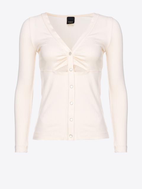 PINKO RIBBED SWEATER WITH MOTHER-OF-PEARL BUTTONS