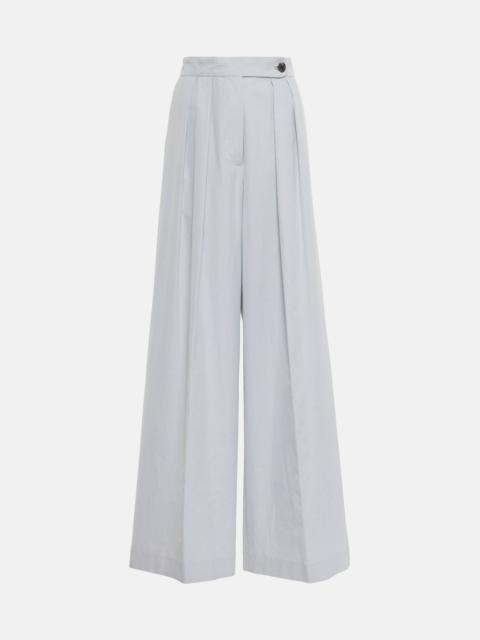 Pleated cotton gabardine wide-leg pants