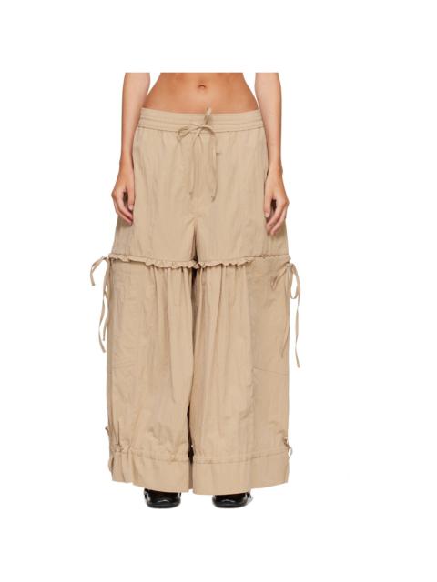 GANNI Beige Washed Cotton Balloon Trousers