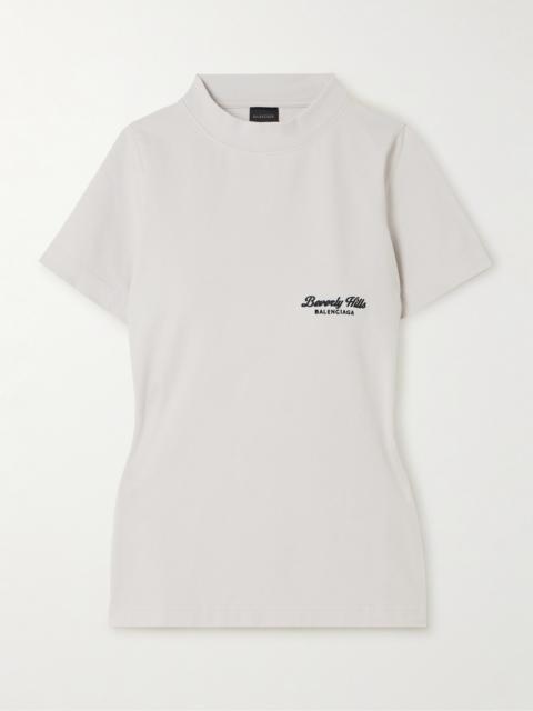 BALENCIAGA Embroidered Stretch-cotton T-shirt