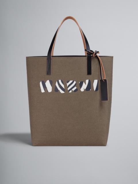 Marni GREEN TRIBECA SHOPPING BAG WITH MARNI LOGO