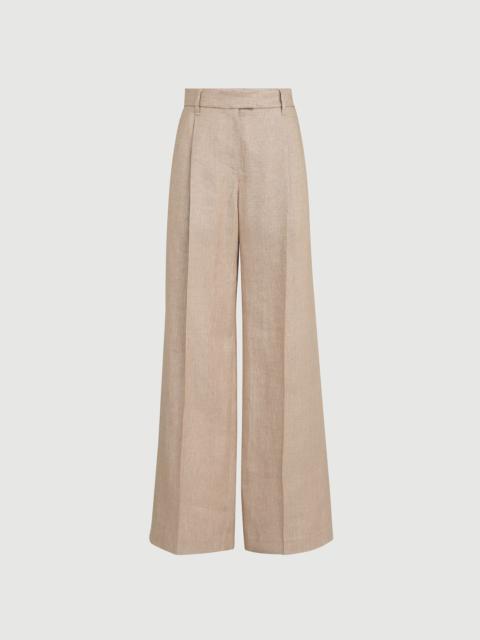 Brunello Cucinelli Sparkling linen twill loose pleated trousers with monili