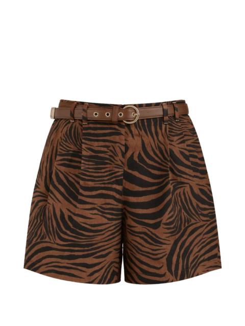 Max Mara belted zebra-print cotton shorts