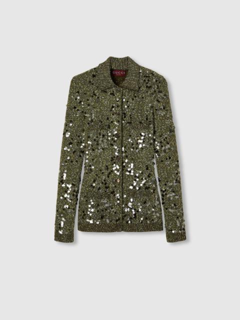 GUCCI Tweed blend polo cardigan