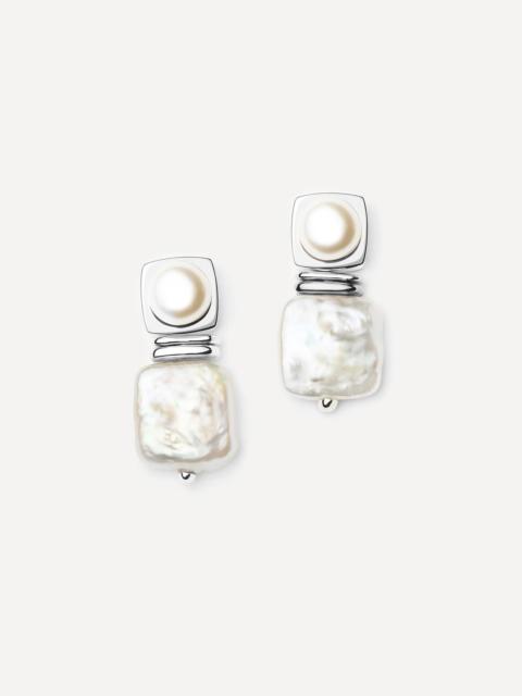 MISSOMA Rhodium-Plated Square Pearl Stud Earrings
