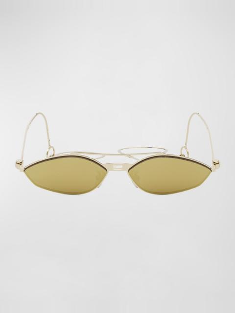 FENDI Rimless Geometric Metal Aviator Sunglasses