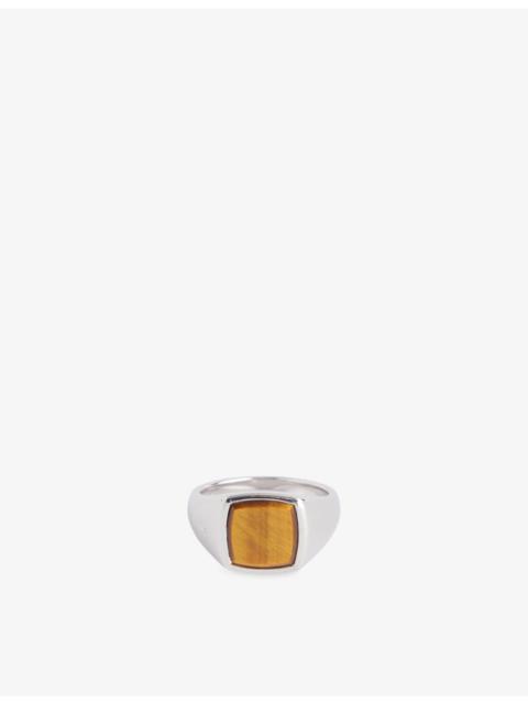 TOM WOOD Kay Tiger Eye Rhodium-Plated Sterling-Silver Ring