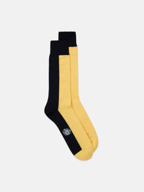J. PRESS MADE-IN-ITALY YELLOW & NAVY VERTICAL STRIPE COTTON SOCKS