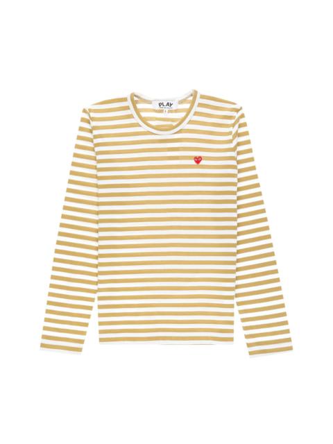 Comme des Garçons PLAY Heart Logo Striped Long-Sleeve T-Shirt 'Olive'