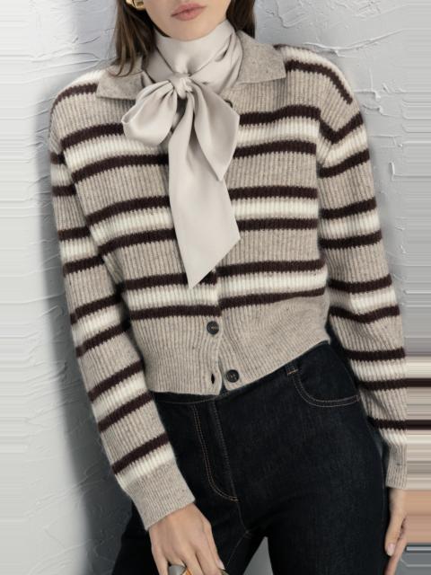 Brunello Cucinelli Sparkling Multi Stripe Button Cardigan