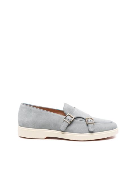 Santoni double-buckle suede loafers