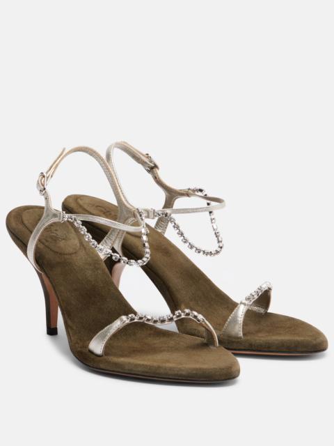 Chloé Zia embellished metallic leather sandals