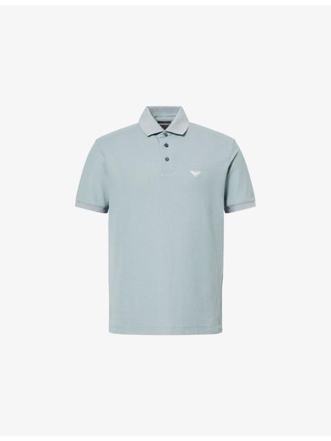 EMPORIO ARMANI Logo-Embroidered Short-Sleeve Pique-Cotton Polo Shirt