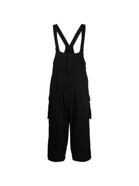 cropped sleeveless cotton overall