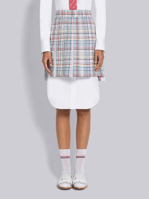 Gingham Plain Weave Pleated Mini Skirt