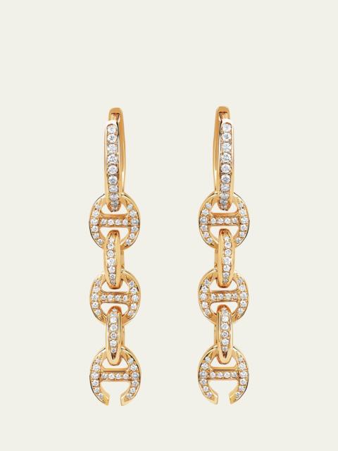HOORSENBUHS® 18K Yellow Gold 5 Link Pave Drip Earrings with White Diamonds