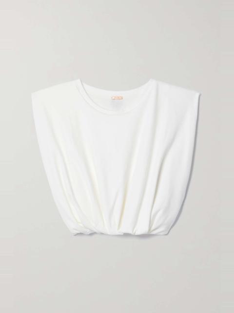 Johanna Ortiz + NET SUSTAIN Machakos cropped embroidered ribbed jersey top
