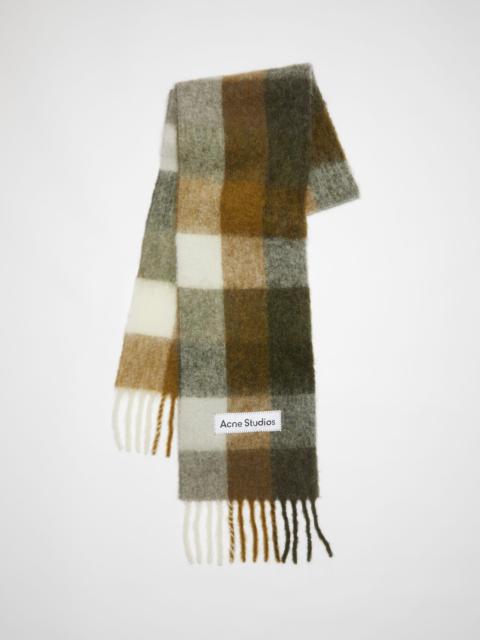 Acne Studios Mohair checked scarf - Taupe/Green/Black