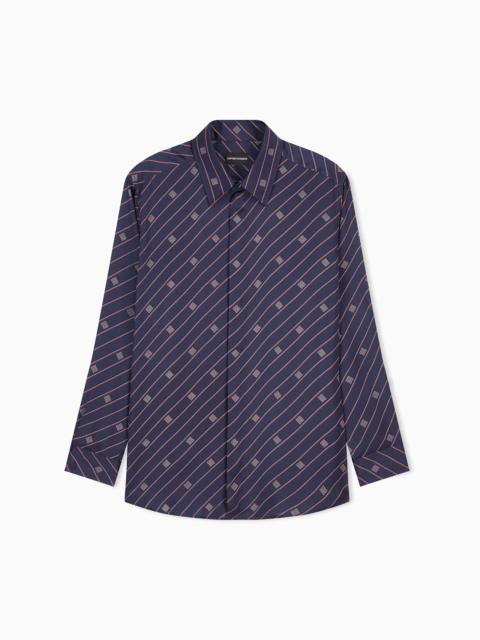 EMPORIO ARMANI SHIRT WITH A DIAGONAL REGIMENTAL SHIELD PRINT