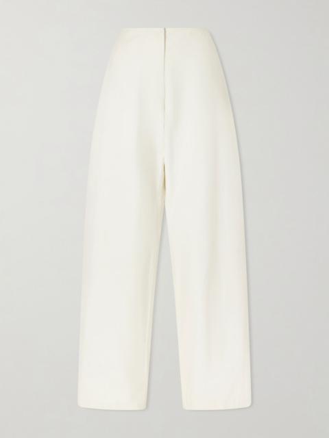 The Row Galileo cotton and silk-blend barrrel-leg pants Off-white