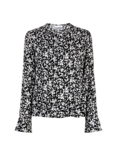 floral-print crepe blouse