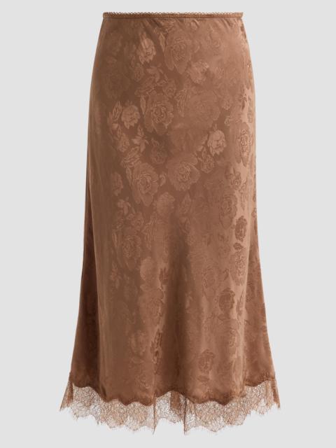 RONNY KOBO Women's Mina Floral Silk Lace-Trim Skirt - Brown