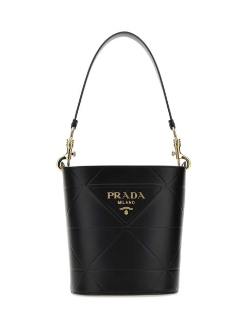 Prada Black Leather Bucket Bag
