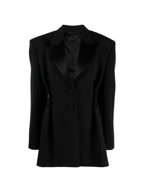 pleated single-breasted wool blazer