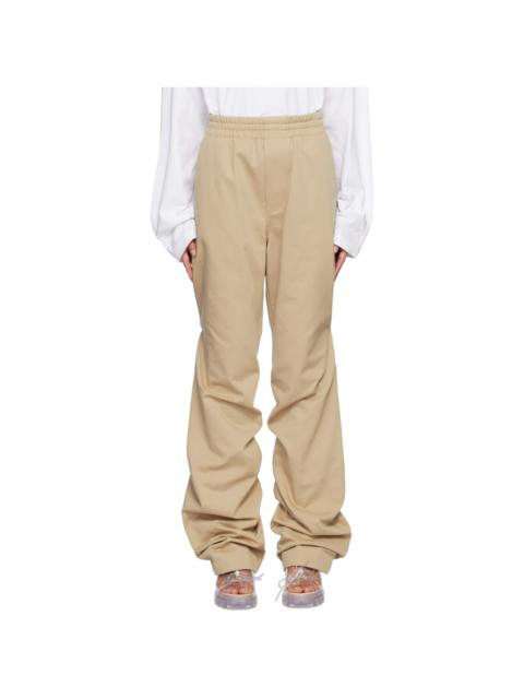 We11done Beige Banded Shirring Trousers