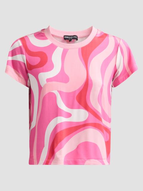 GENERATION LOVE Women's Kai Geo Jersey Crewneck T-Shirt - Wavy Geo Pink