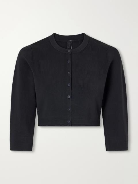 SKIMS Refined Knit Cropped Ribbed Stretch-jersey Cardigan