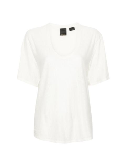 PINKO scoop-neck linen T-shirt
