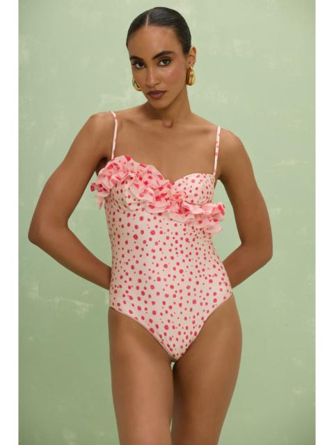 PatBO PEONY POLKA DOT BIKINI BODYSUIT