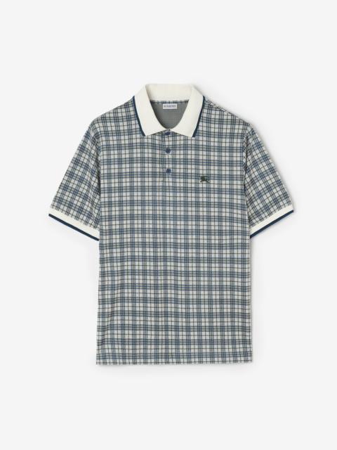 Burberry Check Cotton Blend Polo Shirt