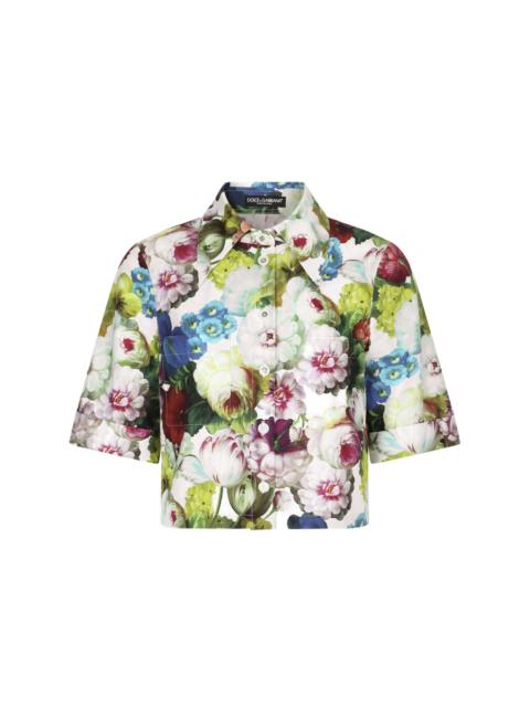 flower-print cotton shirt