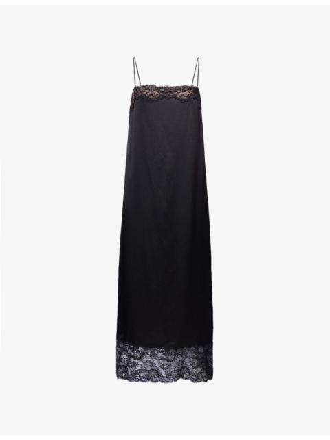 Reformation Mackenzie Lace-Trim Silk Midi Dress