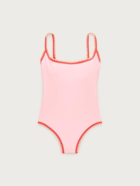 J.CREW Crochet-trim scoopback one-piece