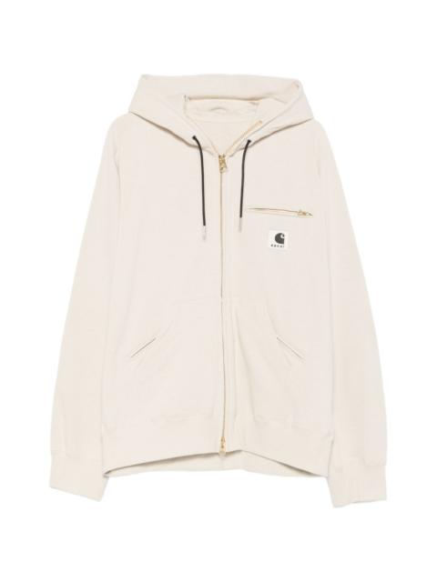 sacai x Carhartt logo-patch hoodie