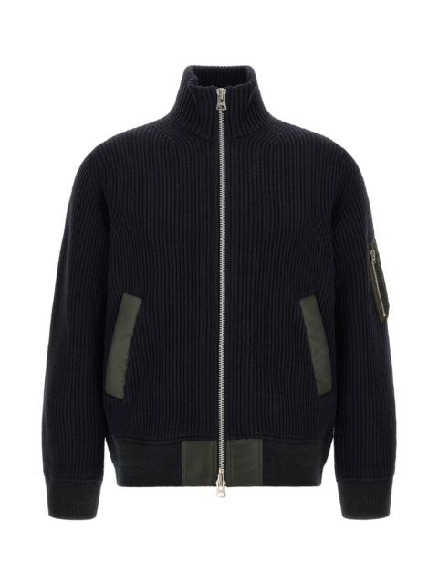 sacai Ribbed knit blouson with utility pocket