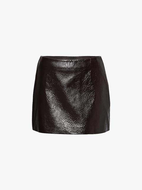 Mary high-shine faux-leather mini skirt