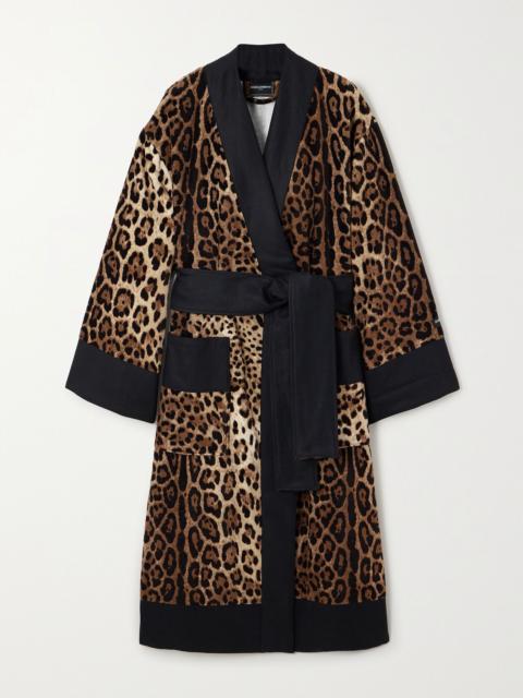 Dolce & Gabbana Leopard-print cotton-terry robe Brown