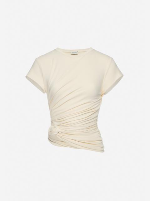 MAGDA BUTRYM Side-knot draped t-shirt in cream