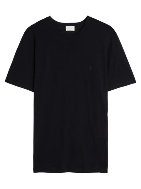 SAINT LAURENT Saint Laurent Logo-embroidered Wool T-shirt