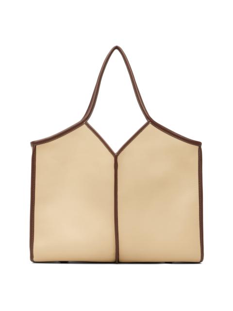 HEREU Beige Calella Squared Medium Leather Tote