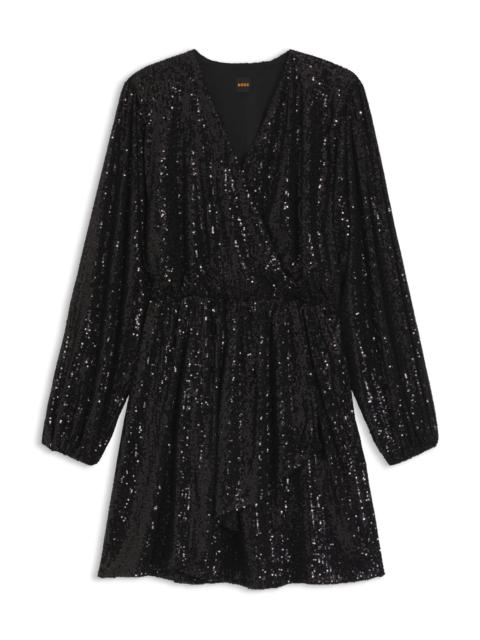 BOSS WRAP-FRONT DRESS WITH SEQUIN EMBELLISHMENTS
