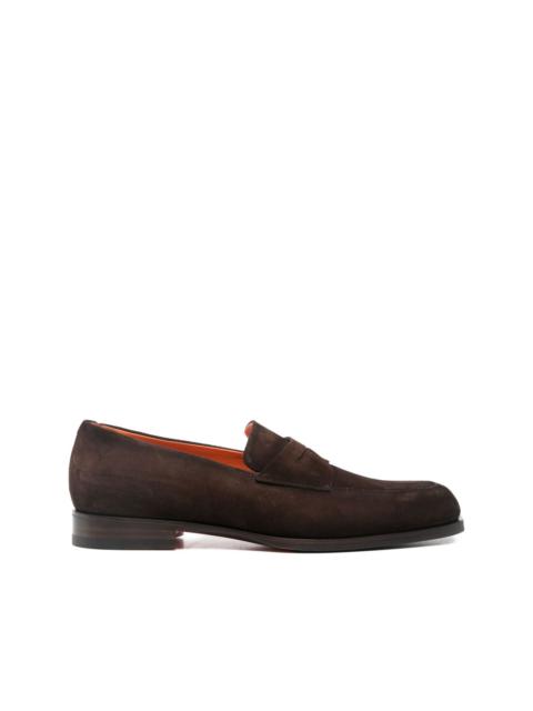 Santoni penny-slot suede loafers