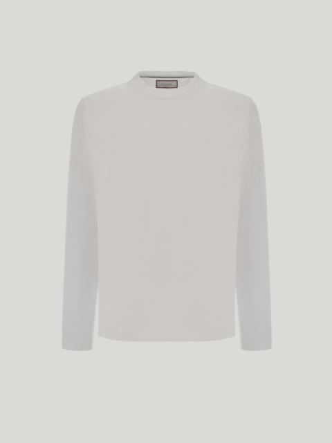Canali WHITE LISLE COTTON JERSEY REGULAR-FIT CREW NECK