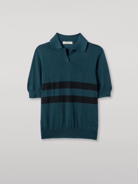 Johnstons of Elgin Coira Green & Black Superfine Cashmere Polo Shirt