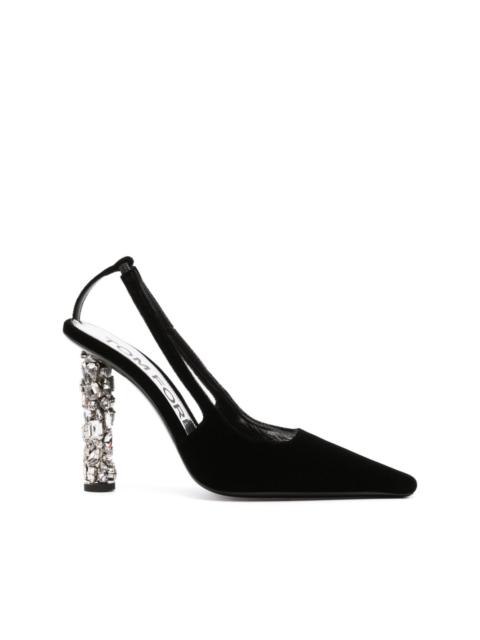 120mm crystal-embellished slingback pumps