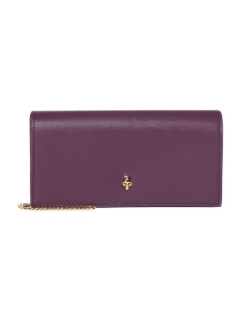 Alexander McQueen Bordeaux Shoulder Wallet With Gold Skull